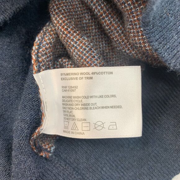 Greg Norman Sweater Mens XL Extra Large Storm Blue Argyle Wool Blend Quarter Zip - Picture 7 of 10